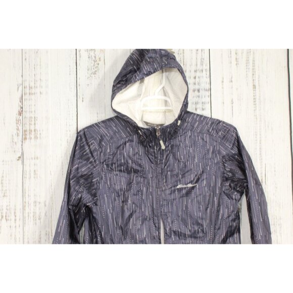 Eddie Bauer Blue Printed Nylon All Weather Waterproof Hooded Jacket L - Picture 2 of 11